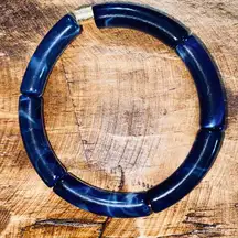 NWT handmade Navy skinny tube stretch bracelet