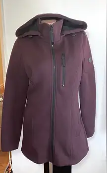 Women's Andrew Marc Hooded Burgundy Coat Size S