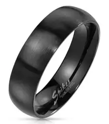 New Matte Finish Surface Shiny Polished Sides Classic Dome Black‎ ring size 5