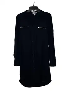 Express Portfolio Shirt Dress Size Small Black Lined Womens‎ Roll Tab Sleeves