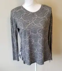 Lauren Conrad Gray Heart Side Ruffle Top XS