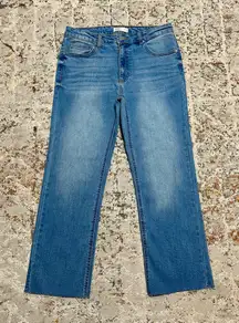 OAT NEW YORK mid rise straight leg jeans size 8/29 raw hem ankle length