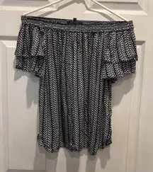 Anthro Sunday In Brooklyn Off The Shoulder Chevron Ruffle Sleeve Top Womens S