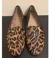 Aerosoles Women Leopard Print Shoe Size 7 Slip On Heels Calf Hair Comfort Office