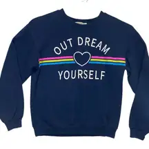 Wound Up Out Dream Yourself Striped Sweatshirt Navy Blue Size XXL (19) Juniors