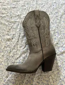 Amazing Grey Leather Cowboy Boots with 3’’ Heel