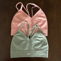 Nike Dri-Fit Pink & Green Pull On Sports Bras Seamless Light Bra Small