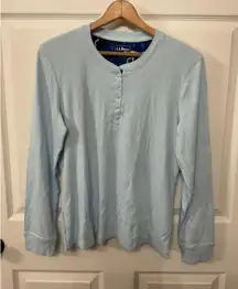 NWT L.L. Bean Women's Henley Bright Blue Dog Pajama 3 Button Top, M