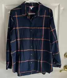 Sonoma Goods for Life Women’s Everyday Button‎ Down Plaid Long Sleeve Shirt XL