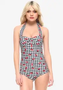 Cherry Gingham Short Swimsuit medium