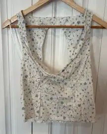 Self Esteem White And Blue Floral And Bow Tank Crop Top Size Small