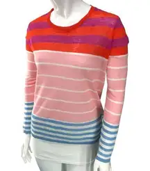 Joie Womens Size XXS Color Block Sweater Crew Neck Long Sleeve 100% Linen