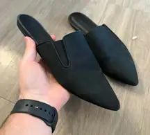 Jenni Kayne Black Suede Pointed-Toe Mule Flats