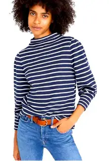Madewell Balloon Sleeve Mockneck Stripped Sweater Shirt Sz S