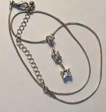 Three rhinestone journey silver necklace