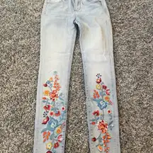 floral embroidered jeans