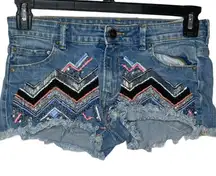 Zara‎ Woman Beaded Jean Shorts