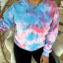 Tie Dye VSCO Girl Style Oversized Sweatshirt SZ L