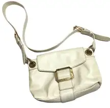 MONET Shoulder Bag Gold Hardware Cream Vegan Leather Beige Envelope Purse Size M