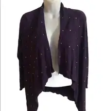 VTG Cache Purple Waterfall Cardigan Gold Rivets Sz.  S Date Night Fall Party