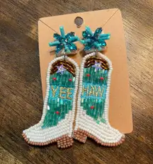 Cowboy Boot Turquoise Beaded Earrings