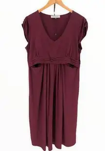 Angel Maternity Burgundy Cap Sleeve Nursing Breastfeeding Friendly Dress