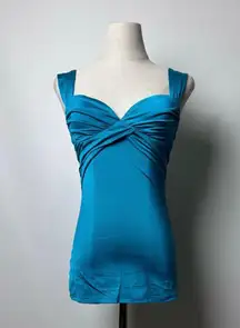 Teal Turquoise Slinky Camisole Gathered Bust Top