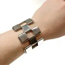 Free People | Silver Checkered Metal Bracelet