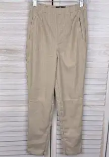 LULUS Beige Houndstooth Tapered Leg Dress Pants with Zip Bottom-XS