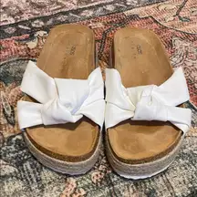 ASOS White Bow Slide Platform Sandals