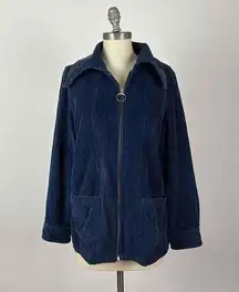 Big Bud Press Blue Corduroy Zip Up Casual Front Pockets Jacket Size Medium