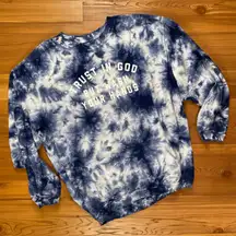 The Light Blonde Women’s Tie Dye Luxury Corded Ribbed Crewneck White Blue God XL