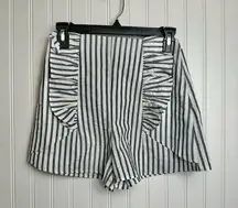 ZARA  Highwaisted Stripe Ruffle Front Shorts 3" Inseam