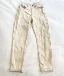 Beige High Waisted Straight Jeans