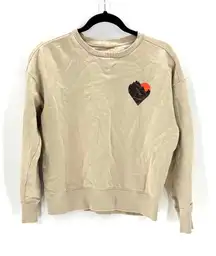 Merrell Heart Crew Neck Fleece sweatshirt size S minimalist Gorpcore beige