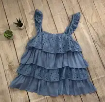 Periwinkle Top With Ruffles