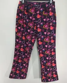 I.AM.GIA Womens‎ Rylee Cropped Pants Black Pink Hearts Stretch XS