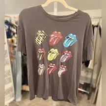 The Rolling Stones Tongue Logo Multicolor Checkered Graphic Band Tee Shirt