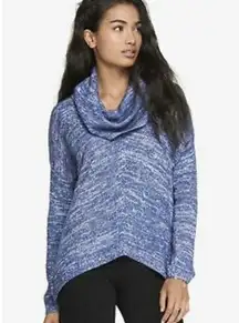 Express Cowl Neck Sweater Handkerchief Hem Blue XS
