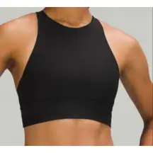 Lululemon energy black ribbed high neck medium support bra size 8