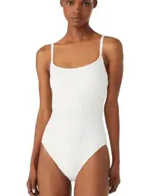 KATE SPADE Seashell Jacquard Classic One Piece Swimsuit Ivory White Size S