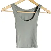 Skims Gray Cotton Ribbed Sleeveless Cropped Casual Tank Top Size XS