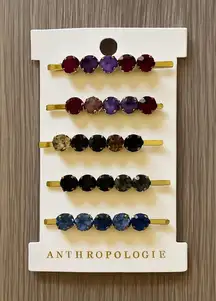 Anthropologie Gold Bobby Pin Set NWT MultiColored Gemstones