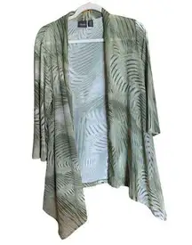 Chico's Travelers Womens Size Large Multicolor Foliage Leaf Print Open Cardigan