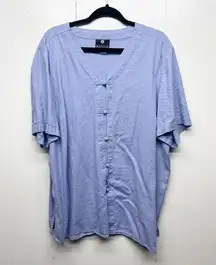 Maggie Barnes Linen Blend Button Front Women's Short Sleeve Top Size 24W Flaw