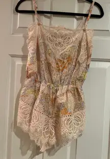 Victoria's Secret Lace Trim Floral Romper - Size Small.