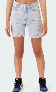 Edikted bondi biker shorts distressed acid wash