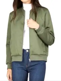 Everlane  Womens The E2 Bomber Jacket Olive Green Size Medium Full Zip