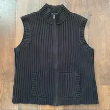 Ralph Lauren LAUREN by  chocolate brown ribbed knit zipper vest, size XL