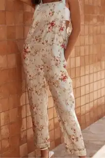 NWT 12th Tribe Floral Linen Overalls Size S